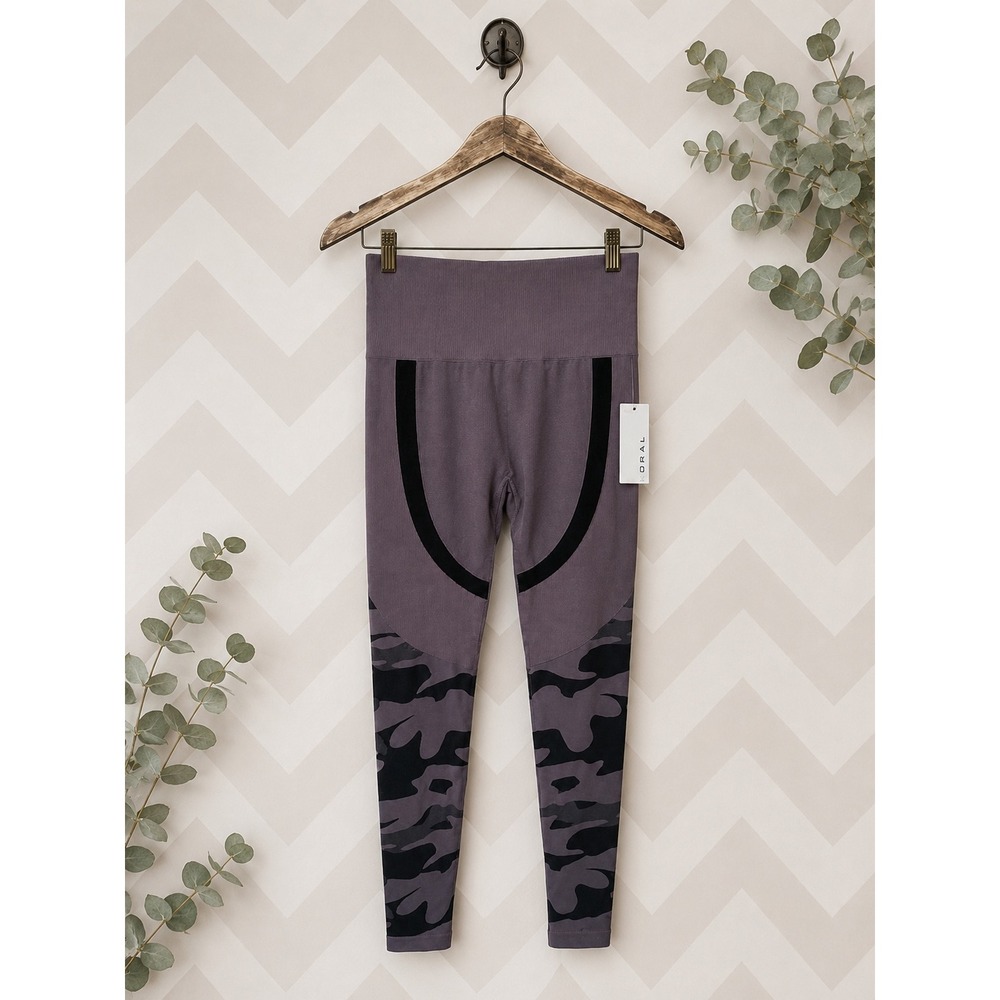Koral Seamless High-Rise Leggings Camo Jacquard Purple‎ Black Size M NWT